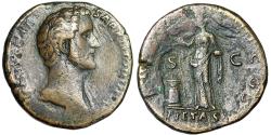 Ancient Coins - Antoninus Pius as Caesar Sestertius "Pietas at Altar" Very Fine Rare
