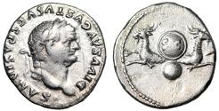 Ancient Coins - Divus Vespasian AR Denarius "Two Capricorns, SC Shield" Very Fine