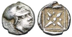 Ancient Coins - Asia Minor AR Hemiobol "Athena Portrait & Star" Rare