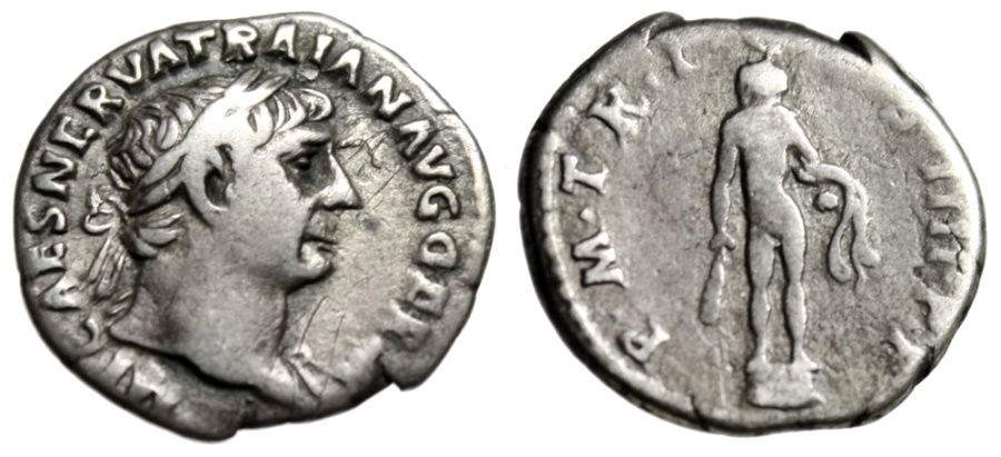 Trajan Silver Denarius Hercules, Club & Lion's Skin Rome 100 AD RIC 37 ...
