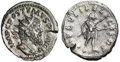 Ancient Coins - Postumus AR Antoninianus "SAECVLI FELICITAS Spear & Globe" Good Very Fine