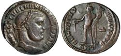 Ancient Coins - Galerius Follis "GENIO IMPERATORIS Genius, Crescent" Antioch