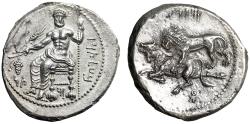 Ancient Coins - Cilicia Tarsos AR Stater "Baal Seated / Lion Attacking Bull" Good Extremely Fine