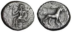 Ancient Coins - Persia, Alexandrine Empire AR Obol "Baal Seated Left / Lion Right" Very Rare