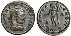 Ancient Coins - Galerius Follis "Genius with Patera" Thessalonica Good Very Fine