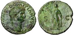 Ancient Coins - Domitian as Caesar AE As "Bare Portrait / Spes" Rare Extremely Fine