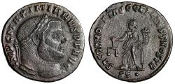 Ancient Coins - Maximian Follis "Moneta with Scales" Ticinum Good Very Fine