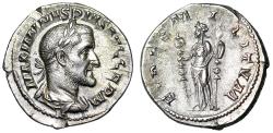Ancient Coins - Maximinus I Thrax AR Denarius "Fides Holding Standards" Rome Extremely Fine