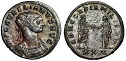 Ancient Coins - Aurelian Silvered Antoninianus "Emperor & Severina" Siscia Extremely Fine