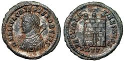 Ancient Coins - Crispus as Caesar Silvered Nummus "Campgate" Heraclea Extremely Fine