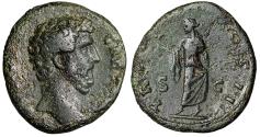 Ancient Coins - Aelius Caesar AE As "Portrait & Spes" Very Fine
