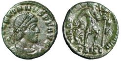 Ancient Coins - Gratian "GLORIA ROMANORVM Dragging Enemy" Siscia Green Patina