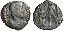 Ancient Coins - Magnus Maximus "Raising Kneeling Woman" Lyons Budget Example