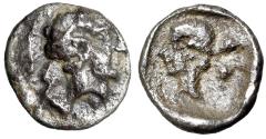 Ancient Coins - Cilicia, Uncertain AR Hemiobol "Male & Female Portraits" Extremely Rare