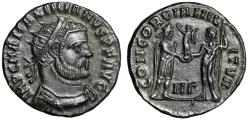 Ancient Coins - Maximian AE Radiate "Emperor & Jupiter" Extremely Fine