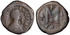 Ancient Coins - Justinian I AE Follis "Chrismon Christogram Portrait / Crosses" Very Rare