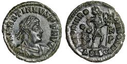 Ancient Coins - Gratian Nummus "Emperor Dragging Captive" Siscia Extremely Fine