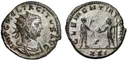 Ancient Coins - Tacitus Silvered Antoninianus "Emperor & Jupiter" Extremely Fine