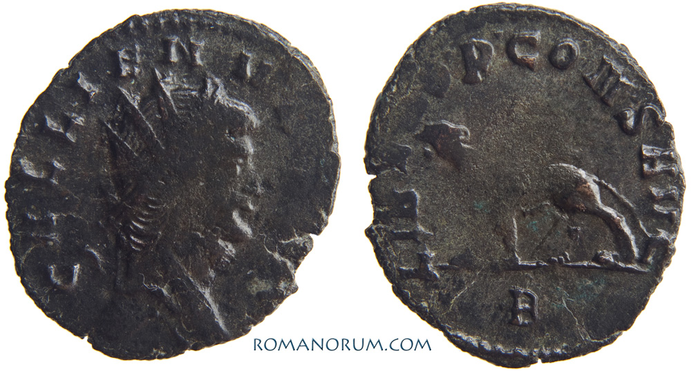 古代ローマ帝国 皇帝ガリエヌス ダブルデナリウス 銀貨】AD 253ー268