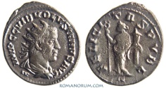 Ancient Coins - VOLUSIAN. (AD 251-253) Antoninianus, 3.74g.  Antioch. Rare with IV on obv. and rev. Featured in wildwinds.com
