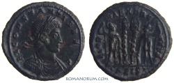 Ancient Coins - CONSTANS. (AD 337-350) AE3, 2.59g.  Siscia. GLORIA EXERCITVS. Scarcer "CONSTANTIS" declension.