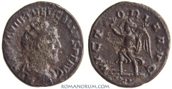 Ancient Coins - TREBONIANUS GALLUS. (AD 251-253) Antoninianus, 3.74g.  Antioch. VICTORIA AVG Four dots on exergue.