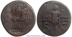 Ancient Coins - GERMANICUS. Father of Caligula.. (d. AD 19) Dupondius, 13.88g.  Rome. Celebrating the recovery of the  eagles.