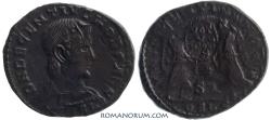 Ancient Coins - DECENTIUS. (AD 350-353) Centenionalis, 4.96g.  Lugdunum. Overstruck, undertype details visible.