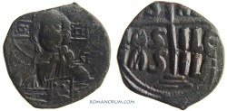 Ancient Coins - ROMANUS III, ARGYRUS. CLASS B ANONYMOUS FOLLIS. (AD 1028-34) Follis, 10.03g.  Constantinopolis. IS \ XS