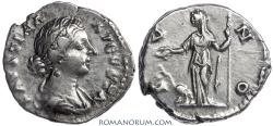 Ancient Coins - FAUSTINA JUNIOR. (Wife of Marcus Aurelius) Denarius, 3.79g.  Rome. Juno.