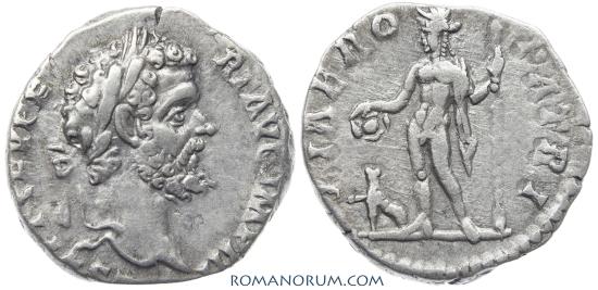 SEPTIMIUS SEVERUS. (AD 193-211) Denarius, 2.70g. Rome. Bacchus and
