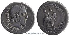 Ancient Coins - Mn. FONTEIUS C.f .. (85 BC) Denarius, 3.80g.  Rome. Toned. Larger goat.