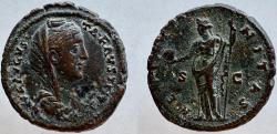 Ancient Coins - Diva Faustina Senior. Wife of Antoninus Pius. Æ As. AETERNITAS, Providentia, holding globe and scepter.