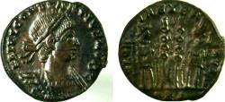 Ancient Coins - CONSTANTIUS II, Caesar, Trier Follis. VERY RARE - LISTED IN RIC as R-5.