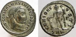 Ancient Coins - MAXIMINUS II. 310-313 AD. Æ Follis. GENIO AVGVSTI. Nearly fully silvered surfaces.
