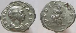 Ancient Coins - JULIA MAESA, grandmother of Elagabalus. Augusta, 218-222 AD. AR Denarius, PVDICITIA.