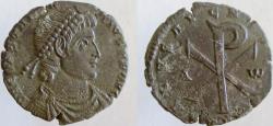 Ancient Coins - CONSTANTIUS II, 337-361 AD. Æ-2, Large CHI - RHO. VERY RARE.