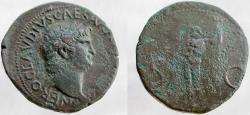 Ancient Coins - NERO, 54-68 AD. Æ As, NEPTUNE, Agippa reverse. EXTREMELY RARE.
