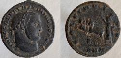 Ancient Coins - Maximinus II Daza. 309-313 AD. Æ Follis. Radiate Sol in quadriga !