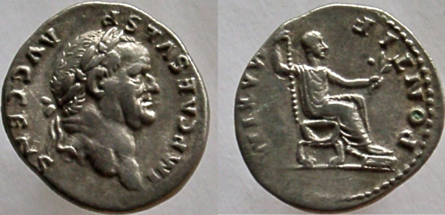 VESPASIAN. 69-79 AD. AR Denarius. PONTIF MAXIM. | Roman Imperial Coins