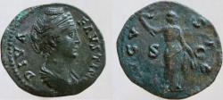 Ancient Coins - Diva Faustina Senior. Died AD 140/1. AE-As. Excellent portrait of Faustina.