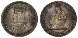 Us Coins - 1893 25c Isabella ANACS MS62