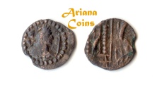 Ancient Coins - Hunnic Tribes, Nezak Huns. Sahi Tigin "Sri Sahi”. 7th century. Small AE Unit. Rare