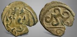 Ancient Coins - Hunnic Tribes, Local uncertain issues in North Takharistan. (Circa 6th-7th centuries AD). AE Unit. Unpublished RRRR