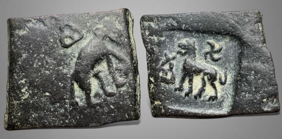 Ancient Coins - India, Taxila local issues, post-Mauryan (Circa 2nd century BC). AE 1½ Karshapana.