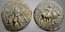 Ancient Coins - India Kushans, Vima Kadphises. (Circa 100-128 AD). AE Tetradrachm. Choice & attractive.