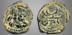 Ancient Coins - Hunnic Tribes, Alchon Huns, Uncertain king. (Circa 4th-5th century AD) AE Unit. Very Rare