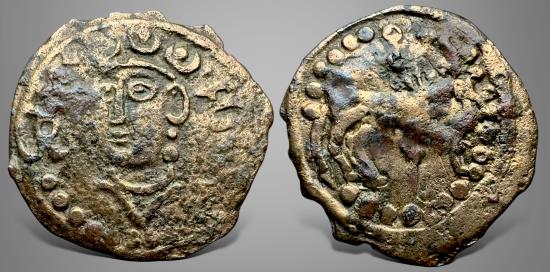 Ancient Coins - Hunnic Tribes, Hephthalites, Soghdian, Gatfar (Circa 7th/8th century AD), AE Unit. Extremely Rare RRR