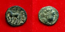 Ancient Coins - Baktria, Greco-Baktrian Kingdom, Heliokles Dikaios-imitation. Circa 145-130 BC. AE Drachm