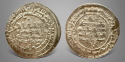 Ancient Coins - Islamic Samanid, Nasr II b Ahmad نصر الثاني بن أحمد ‎(AH 301-331/AD 914-943), AR dirham. Citing Nuh b. Nasr & al-Muqtadir
